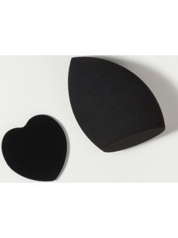 Спонжи для макияжа, в футляре, набор 2 шт.: спонж «капля», пуховка, чёрные