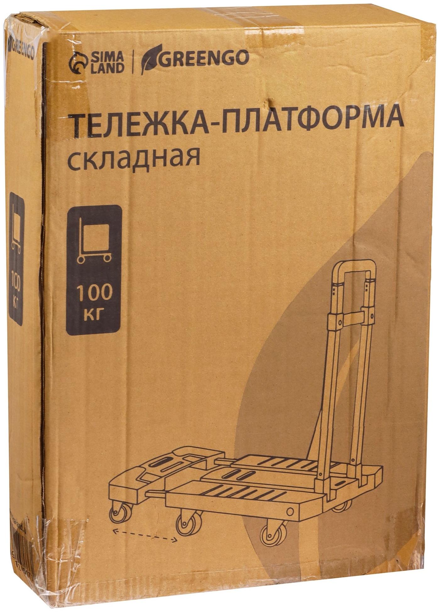 Тележка складная с раздвижной платформой, для перевозки грузов, нагрузка до 100 кг, телескопическая ручка, пластик, Greengo