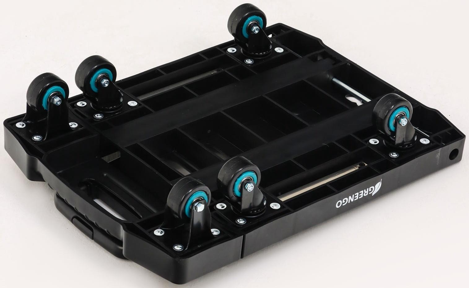 Тележка складная с раздвижной платформой, для перевозки грузов, нагрузка до 100 кг, телескопическая ручка, пластик, Greengo