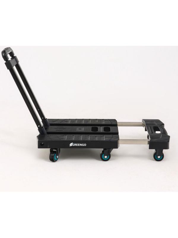 Тележка складная с раздвижной платформой, для перевозки грузов, нагрузка до 100 кг, телескопическая ручка, пластик, Greengo