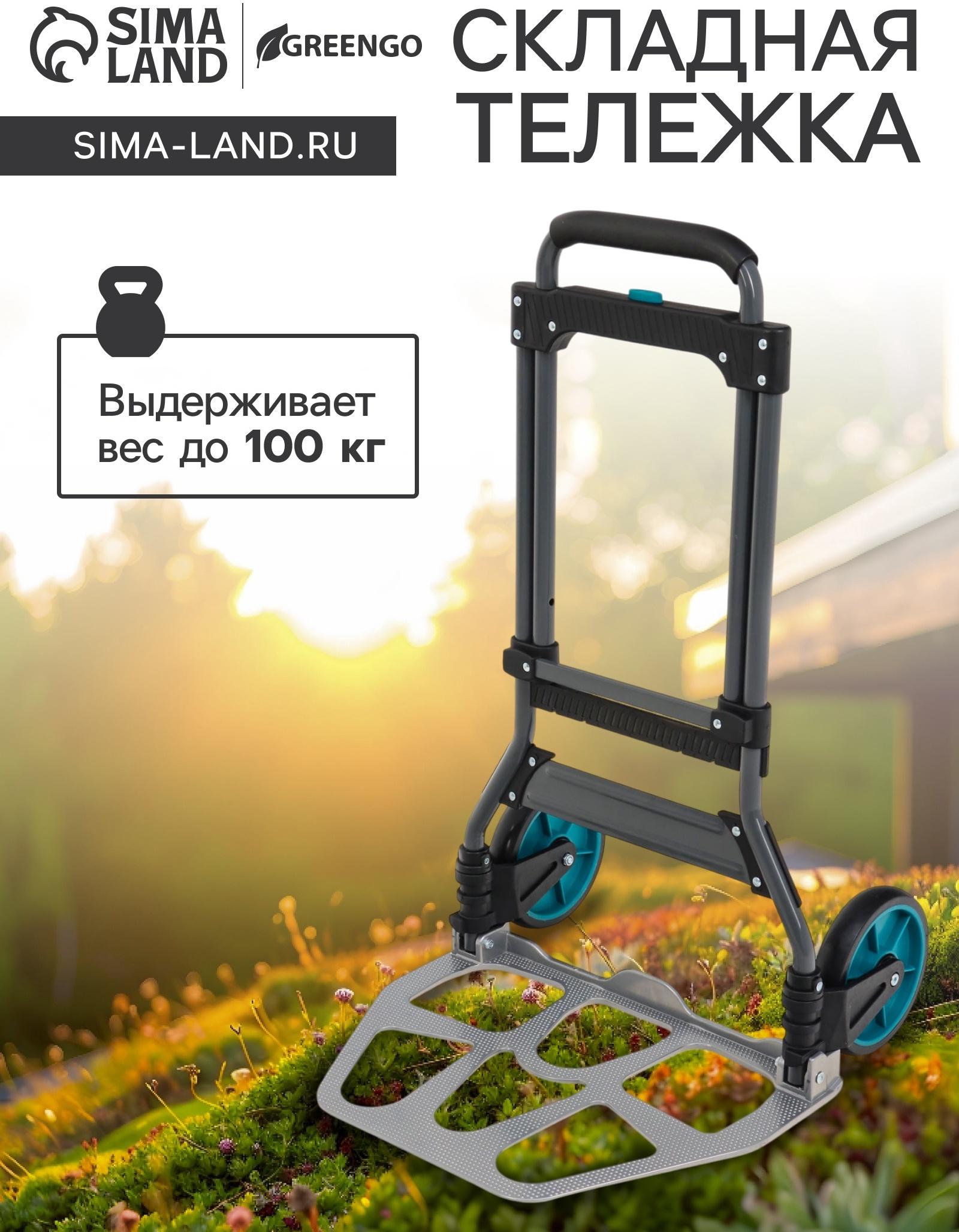 Тележка ручная хозяйственная, двухколёсная, нагрузка до 100 кг, складная, грузовая, Greengo