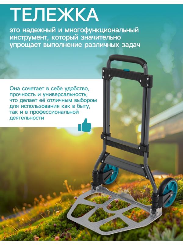 Тележка ручная хозяйственная, двухколёсная, нагрузка до 100 кг, складная, грузовая, Greengo