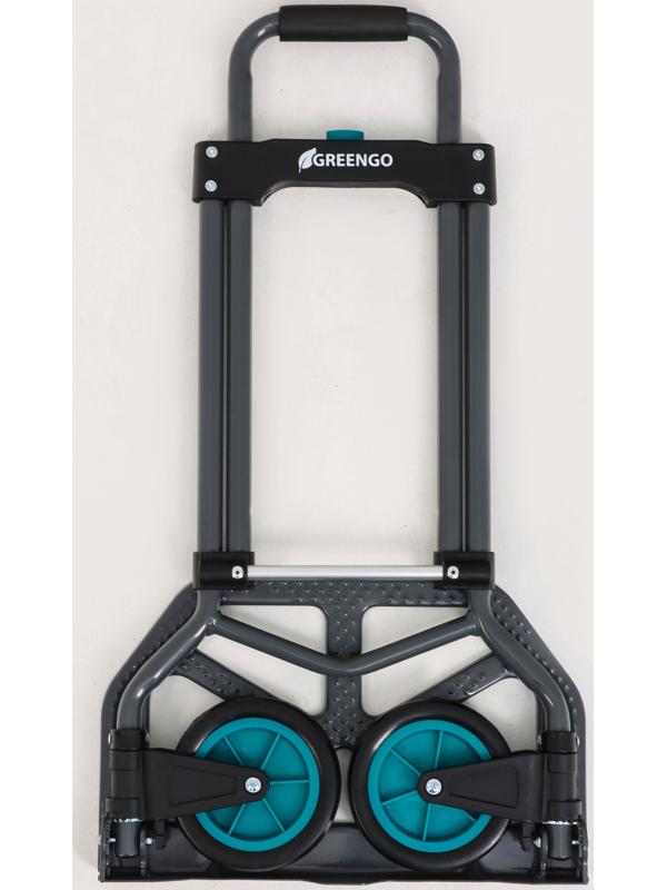 Тележка ручная хозяйственная, двухколёсная, нагрузка до 60 кг, складная, грузовая, Greengo