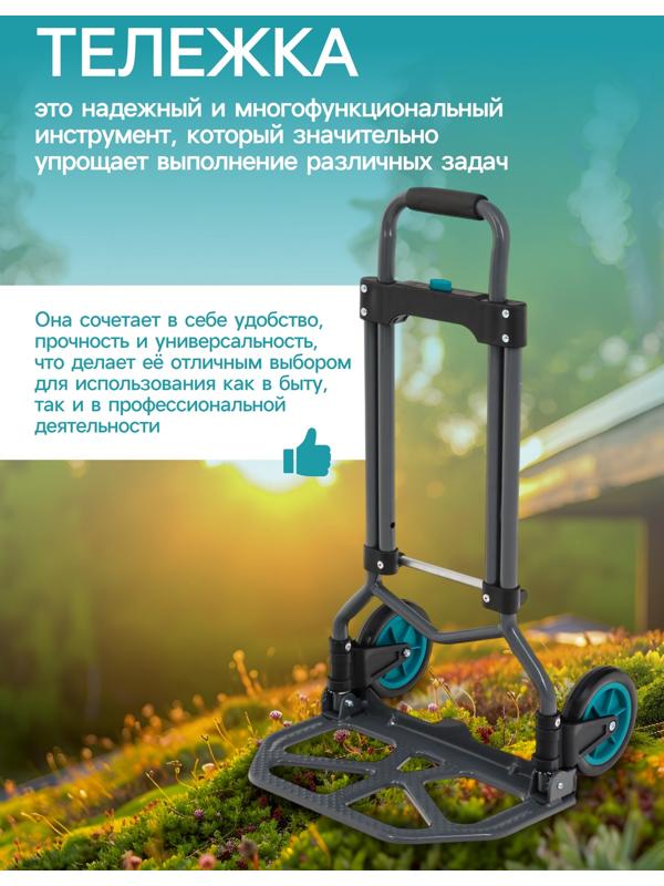 Тележка ручная хозяйственная, двухколёсная, нагрузка до 60 кг, складная, грузовая, Greengo