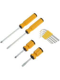 Набор инструментов в блистере ЛОМ, отвертки PH1 и SL5 4 шт., шестигранные ключи 5 шт.