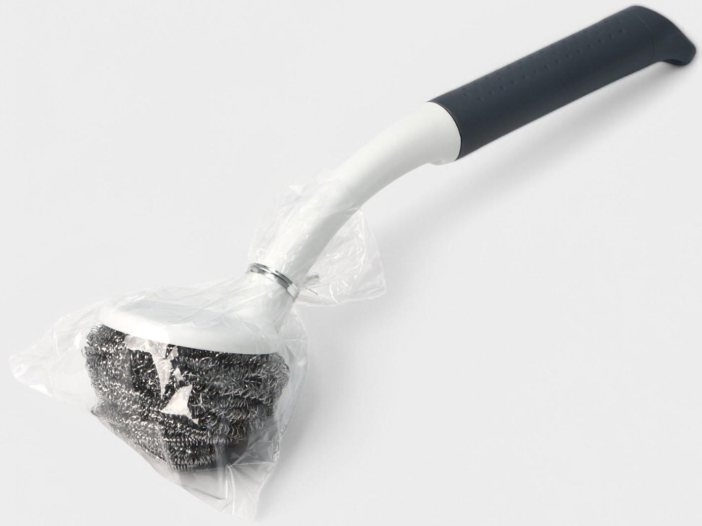 Щётка для мытья посуды с металлической губкой Raccoon Breeze, удобная ручка, 30×6 см