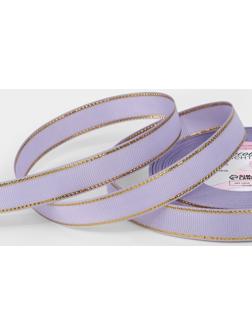 Лента репсовая, с золотым люрексом, 15 мм, 23±1 м, сирненевая №021