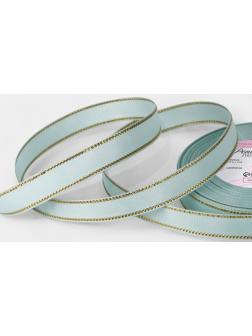 Лента репсовая, с золотым люрексом, 15 мм, 23±1 м, светло-голубая №013