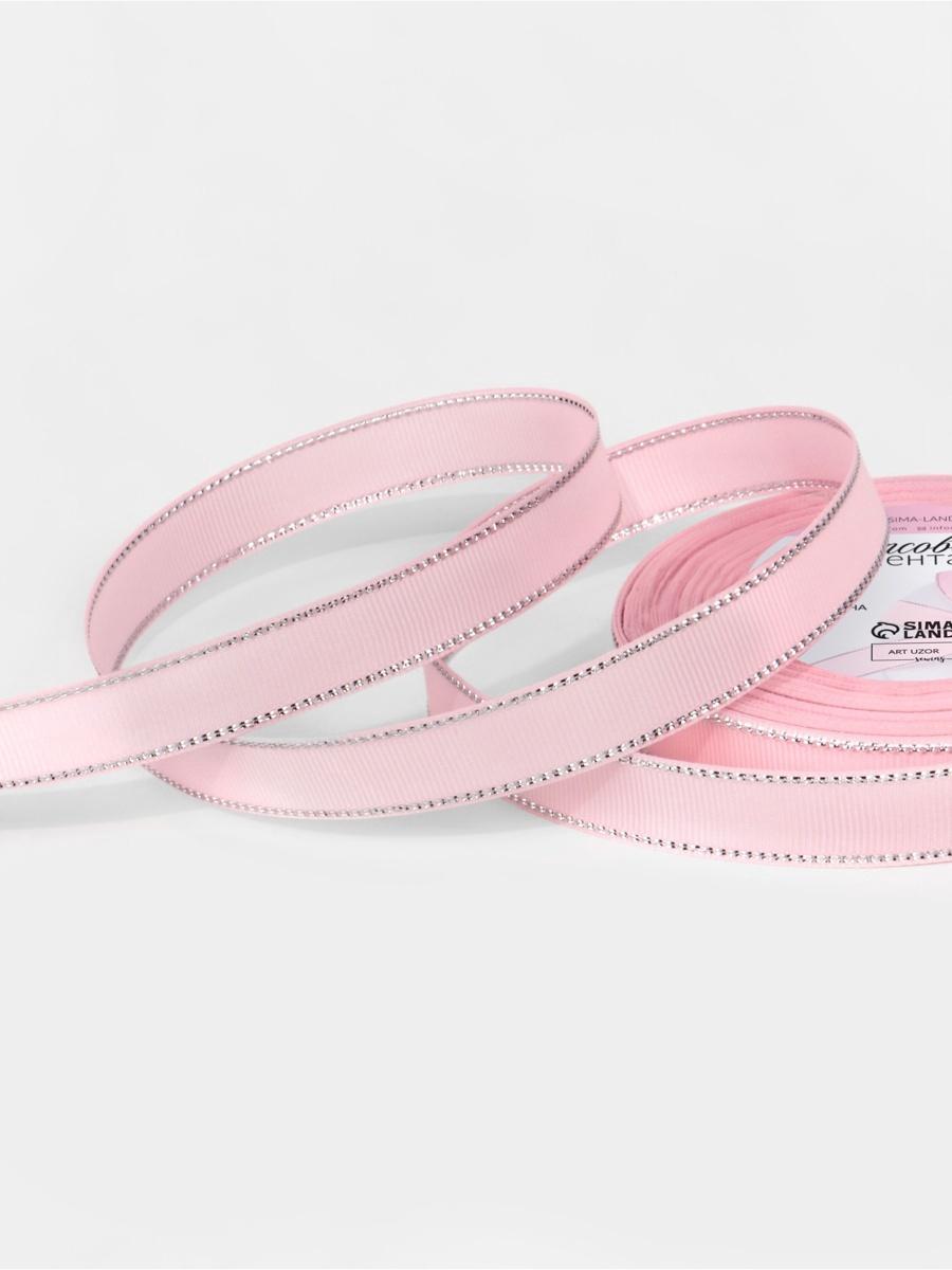 Лента репсовая, с серебряным люрексом, 15 мм, 23±1 м, светло-розовая №004