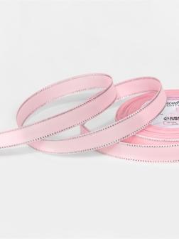 Лента репсовая, с серебряным люрексом, 15 мм, 23±1 м, светло-розовая №004