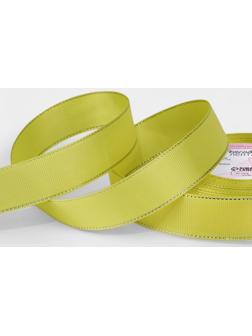 Лента репсовая, с серебряным люрексом, 25 мм, 23±1 м, жёлтая №015