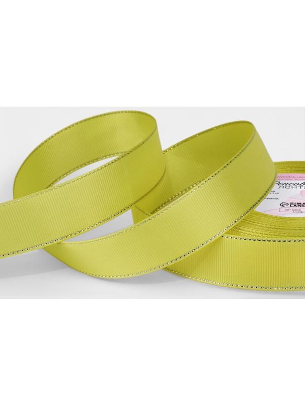 Лента репсовая, с серебряным люрексом, 25 мм, 23±1 м, жёлтая №015