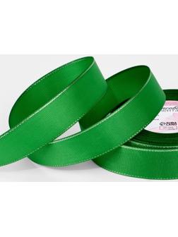 Лента репсовая, с серебряным люрексом, 25 мм, 23±1 м, зелёная №019