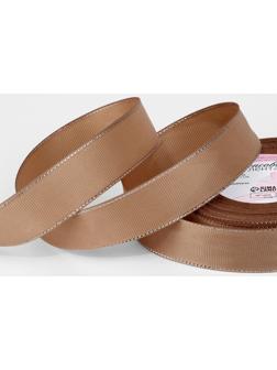 Лента репсовая, с серебряным люрексом, 25 мм, 23±1 м, бежевая №173