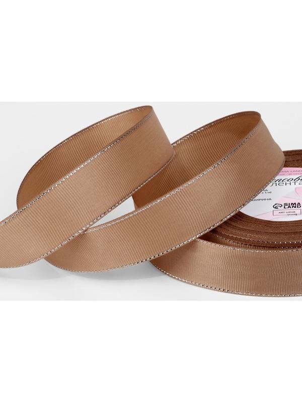 Лента репсовая, с серебряным люрексом, 25 мм, 23±1 м, бежевая №173