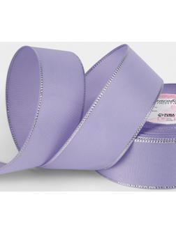 Лента репсовая, с серебряным люрексом, 40 мм, 23±1 м, сиреневая №021