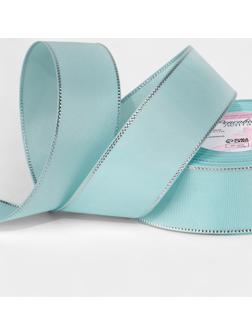 Лента репсовая, с серебряным люрексом, 40 мм, 23±1 м, светло-голубая №013