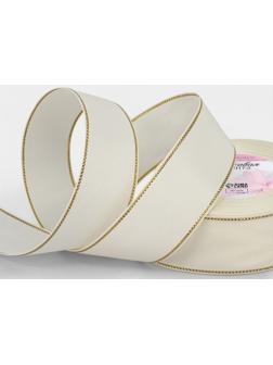 Лента репсовая, с золотым люрексом, 40 мм, 23±1 м, молочная №008