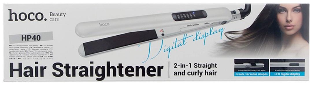 Выпрямитель для волос Hoco HP40, керамическое покрытие с турмалином, белый