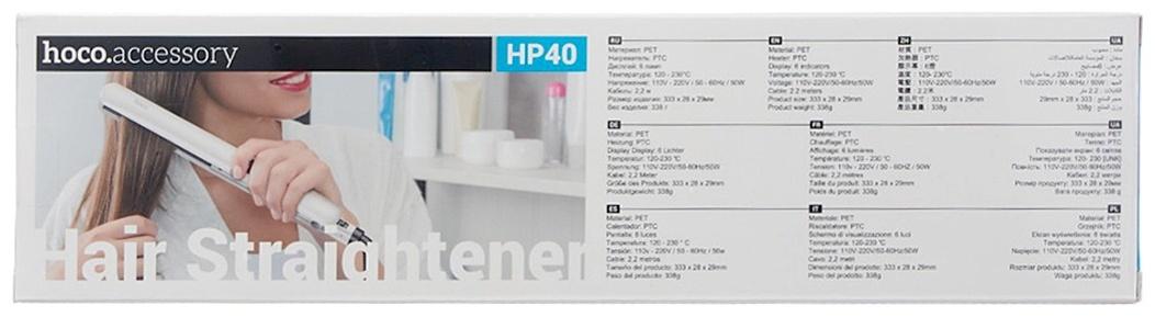 Выпрямитель для волос Hoco HP40, керамическое покрытие с турмалином, белый