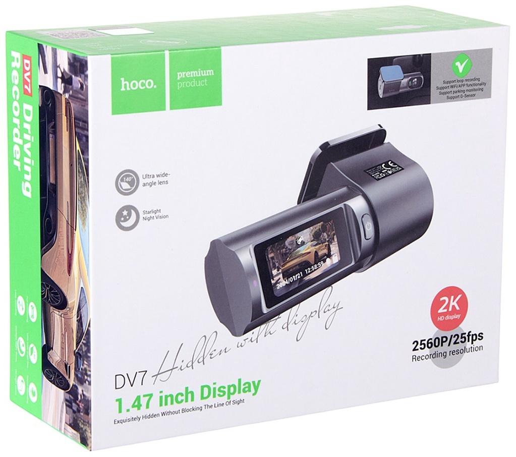 Автомобильный видеорегистратор Hoco DV7, 2K экран и видео, чёрный