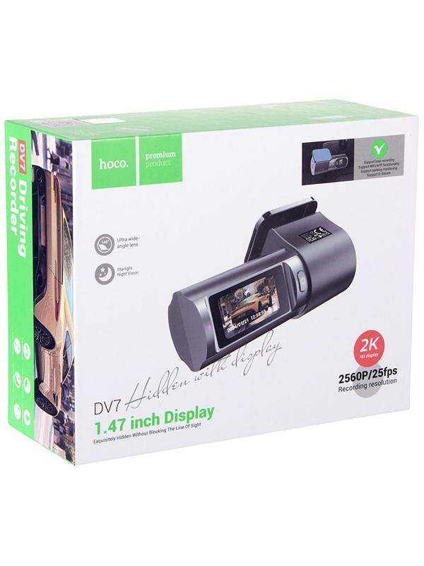 Автомобильный видеорегистратор Hoco DV7, 2K экран и видео, чёрный
