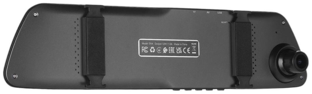 Водительское зеркало Hoco DV4-4.5 дюймов, камера заднего вида и видеорегистратор, HD, чёрный