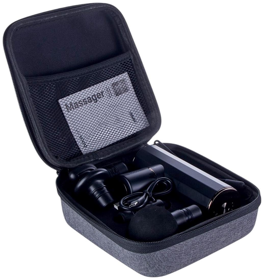 Массажёр для тела Hoco HP50, перкуссионный, 4 режима, 4 насадки, 3200 об/мин, чёрный