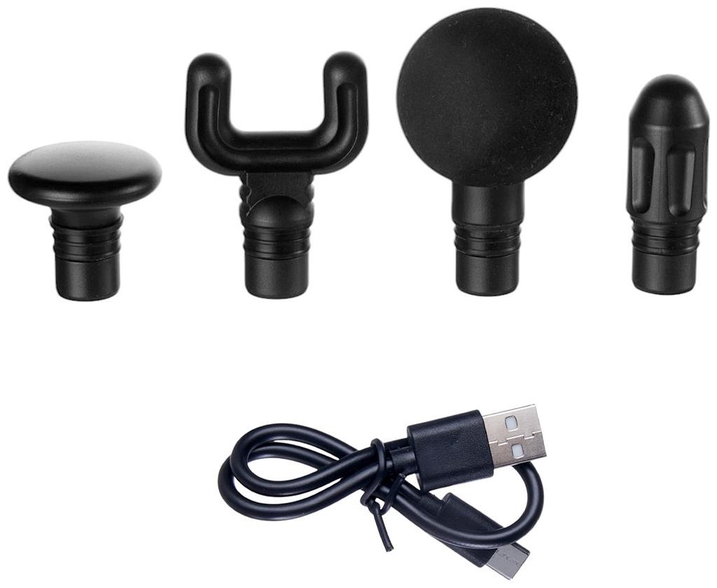 Массажёр для тела Hoco HP50, перкуссионный, 4 режима, 4 насадки, 3200 об/мин, чёрный