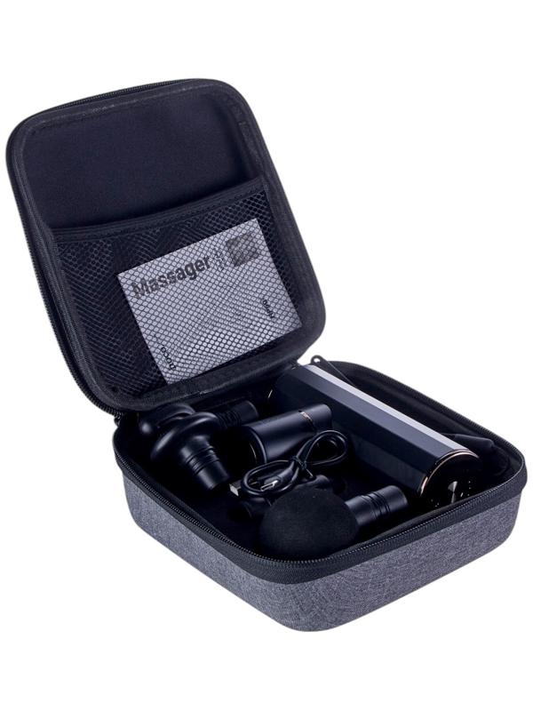 Массажёр для тела Hoco HP50, перкуссионный, 4 режима, 4 насадки, 3200 об/мин, чёрный