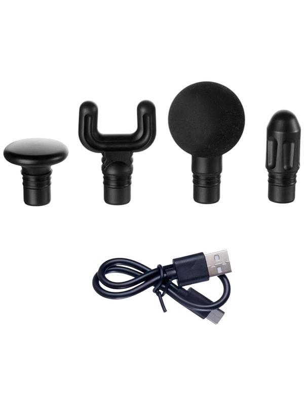 Массажёр для тела Hoco HP50, перкуссионный, 4 режима, 4 насадки, 3200 об/мин, чёрный