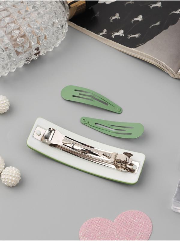 Набор для волос QF «Элери», 4 резинки 6.5 см, автомат 8 см, 2 невидимки 4.5 см, зелёный