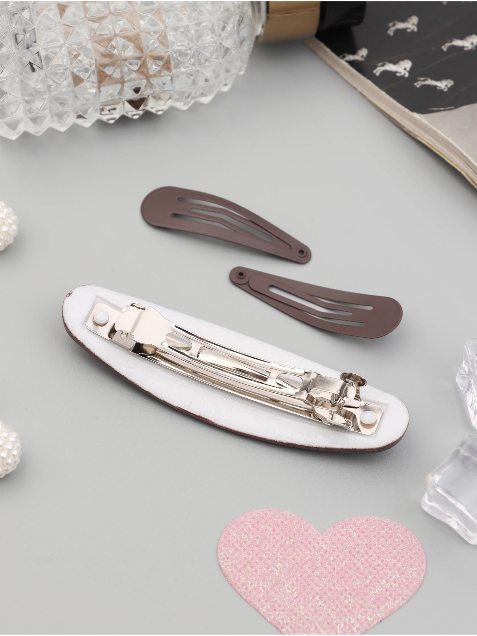 Набор для волос QF «Авиталь», 4 резинки 6.5 см, автомат 9 см, 2 невидимки 4.5 см, коричневый