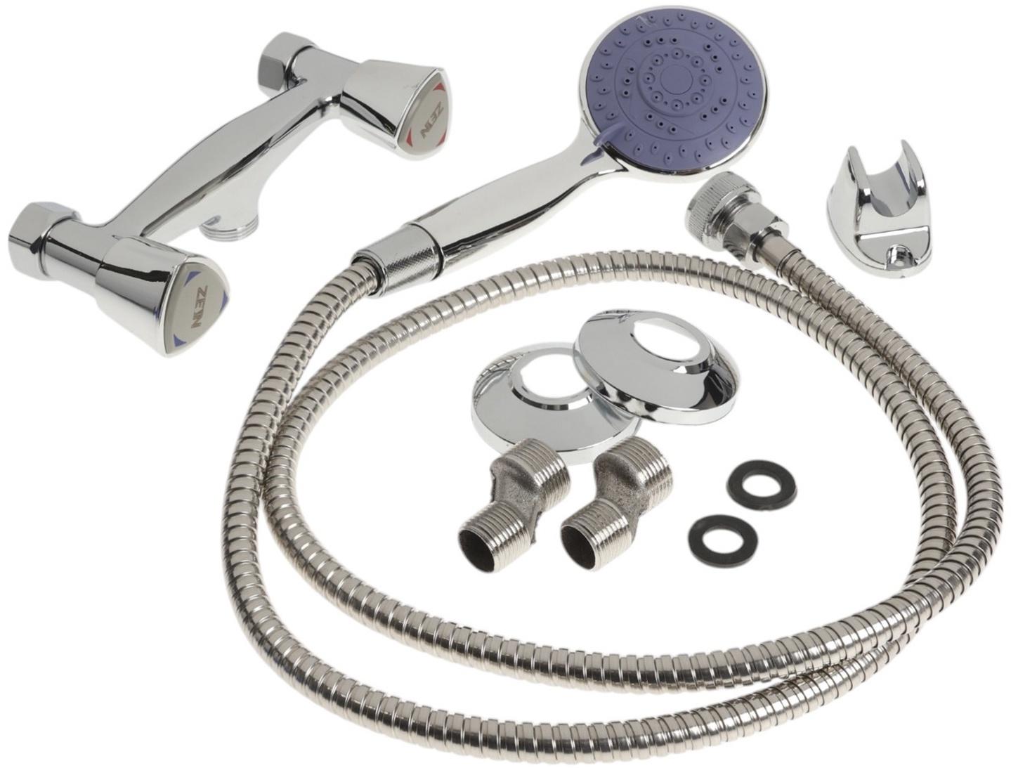 Смеситель для душа ZEIN Z4196, однорычажный, шланг 150 см, лейка 5 режимов, хром