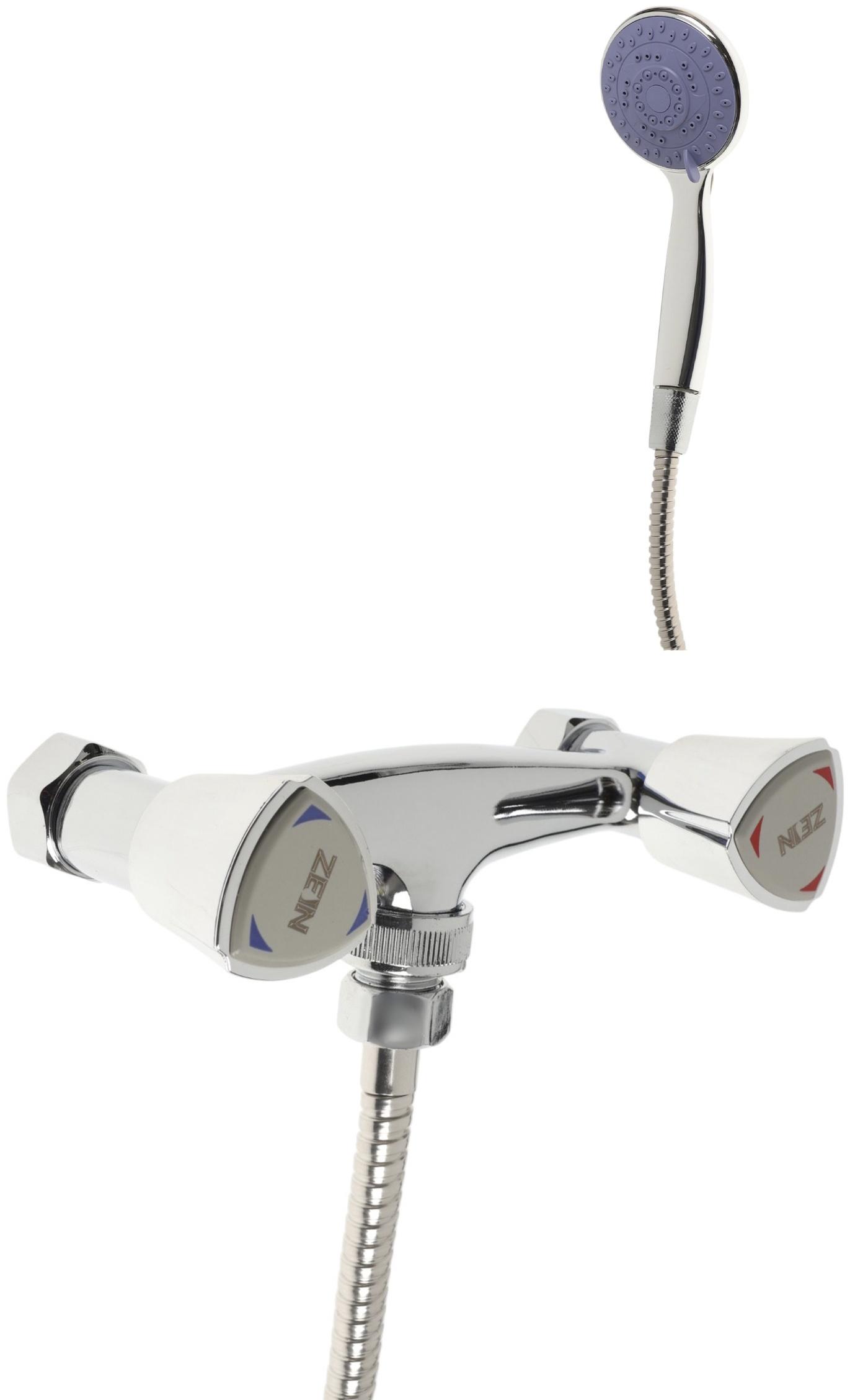 Смеситель для душа ZEIN Z4196, однорычажный, шланг 150 см, лейка 5 режимов, хром