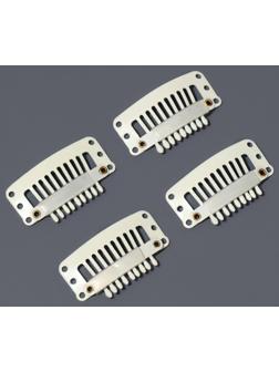 Зажимы для наращивания волос, набор - 4 шт, 3,2 (±1) см, бежевые