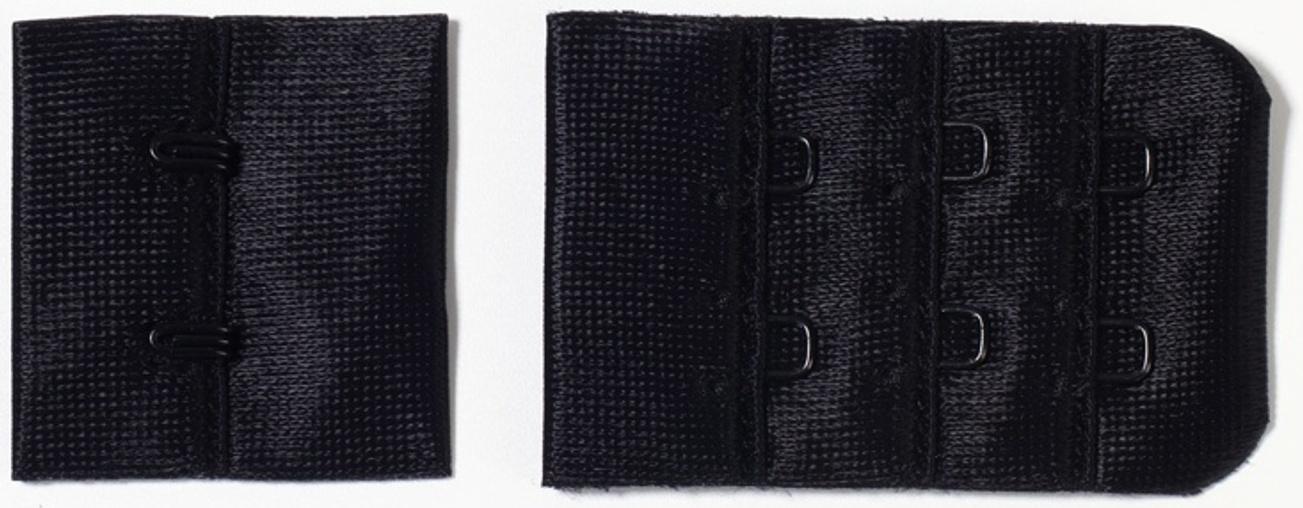 Застёжка для бюстгальтера, 3 ряда 2 крючка, чёрная