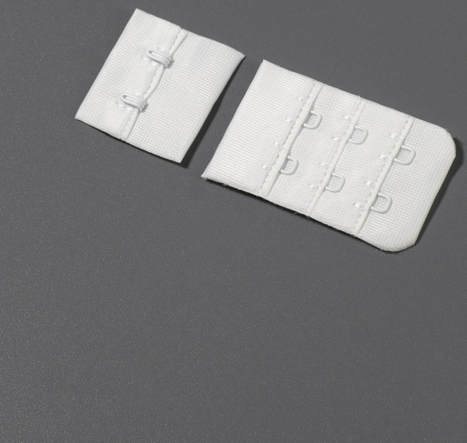 Застёжка для бюстгальтера, 3 ряда 2 крючка, белая