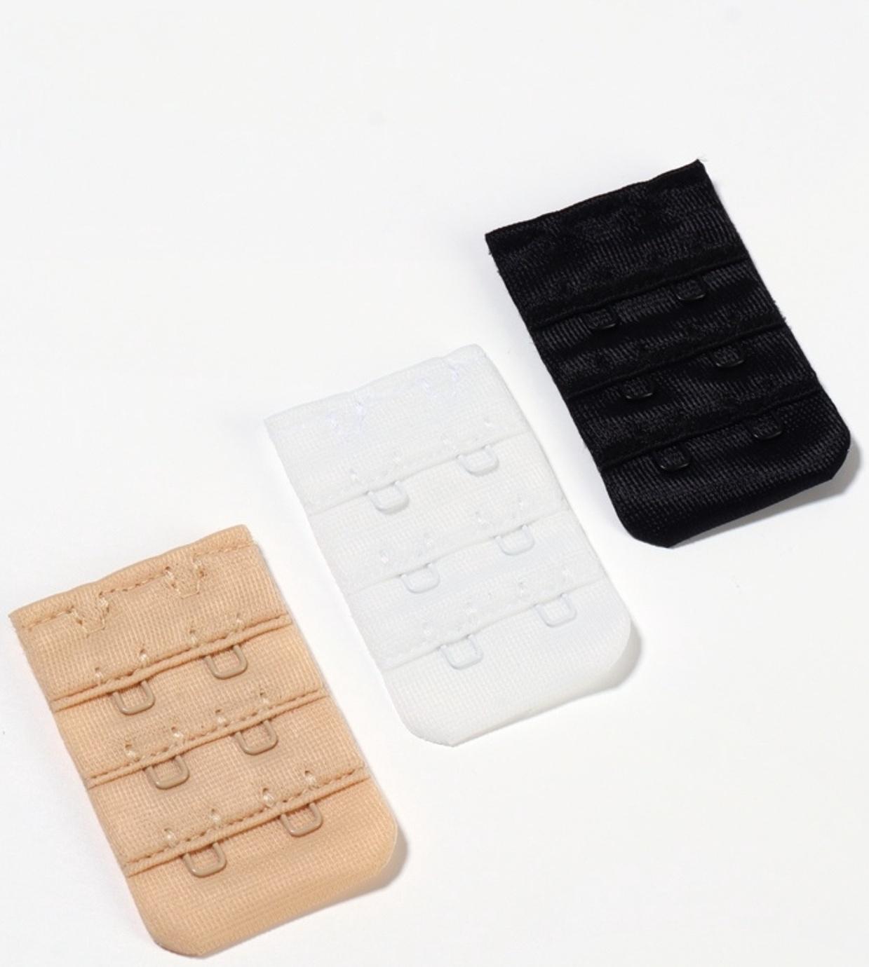 Застёжка-удлинитель для бюстгальтера, 3 ряда 2 крючка, 3.2×5 см, набор 3 шт.