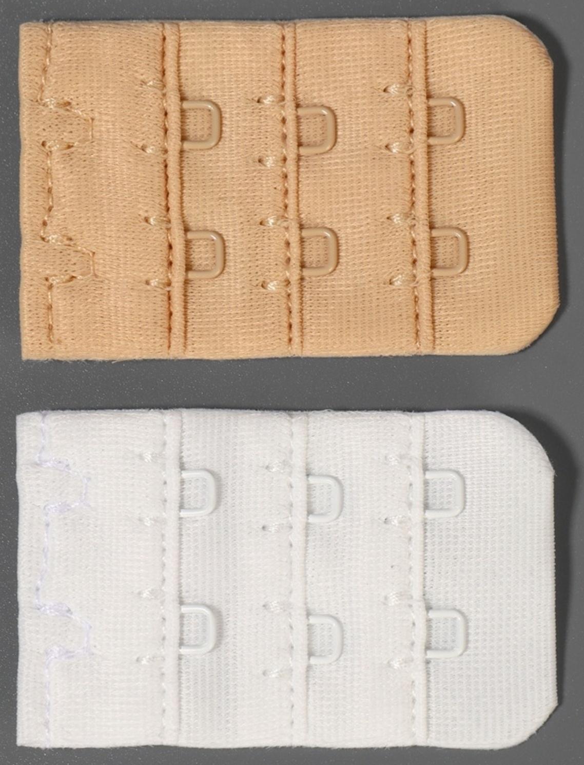 Застёжка-удлинитель для бюстгальтера, 3 ряда 2 крючка, 3.2×5 см, набор 3 шт.