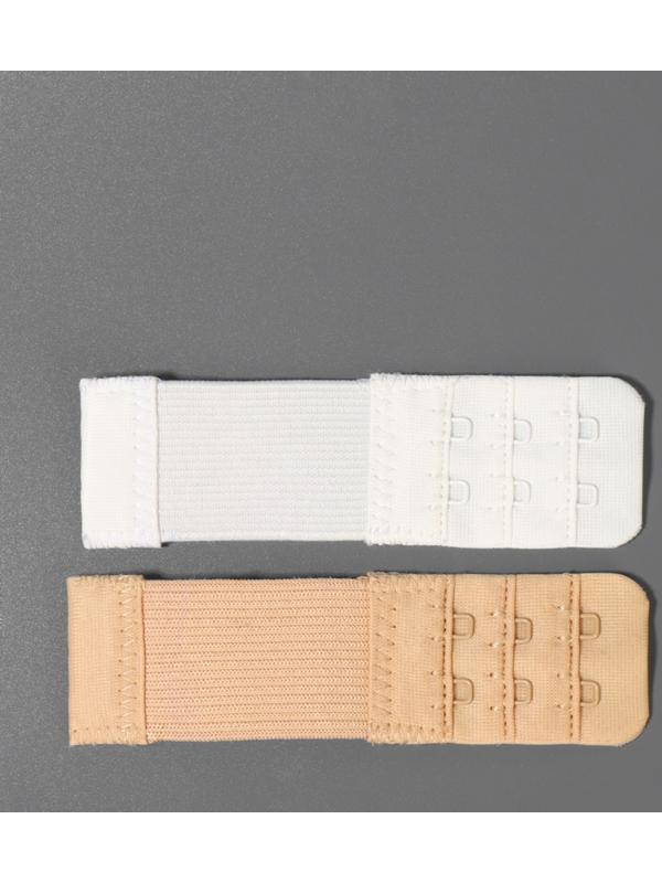 Застёжка-удлинитель для бюстгальтера, 3 ряда 2 крючка, с резинкой, 10.5×3.2 см, набор 3 шт.