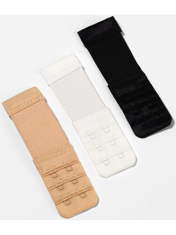 Застёжка-удлинитель для бюстгальтера, 3 ряда 2 крючка, с резинкой, 10.5×3.2 см, набор 3 шт.