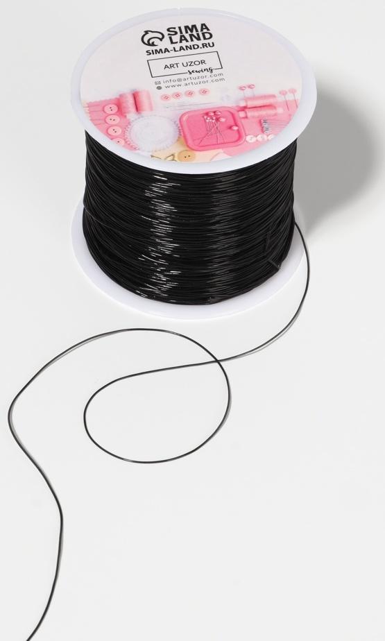 Нить для плетения, эластичная, 100±1 м, d=0.4 мм, чёрная