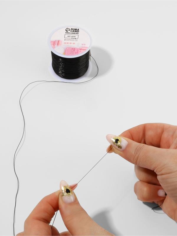 Нить для плетения, эластичная, 100±1 м, d=0.4 мм, чёрная