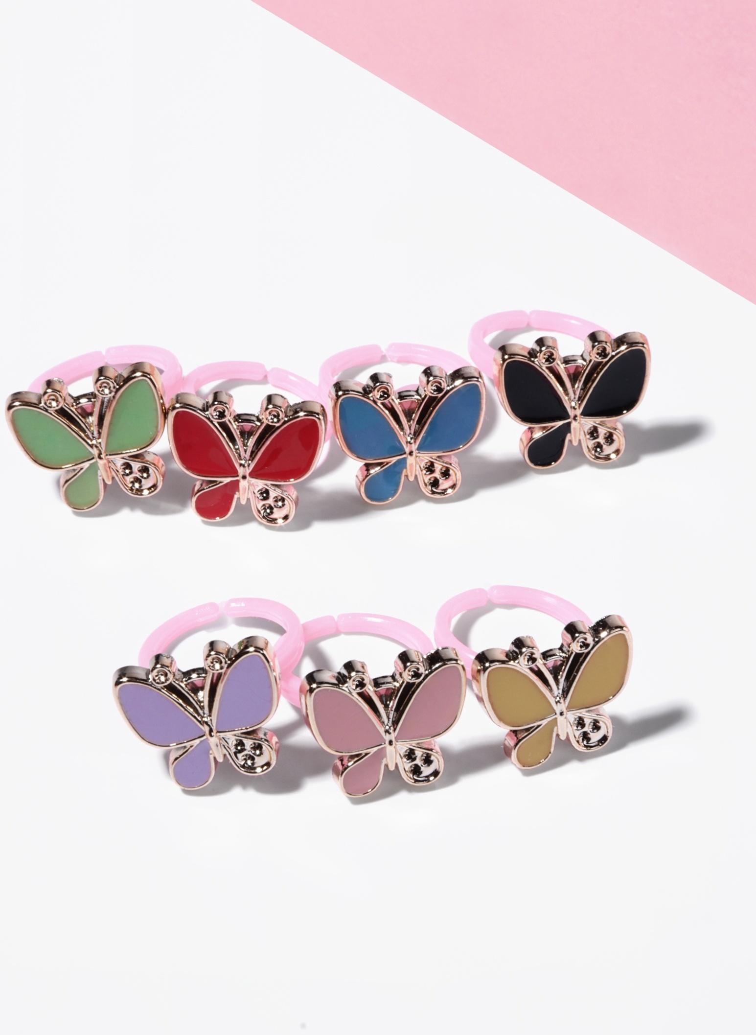 Кольцо детское Выбражулька «Бабочка», эмаль, безразмерное, цвет МИКС