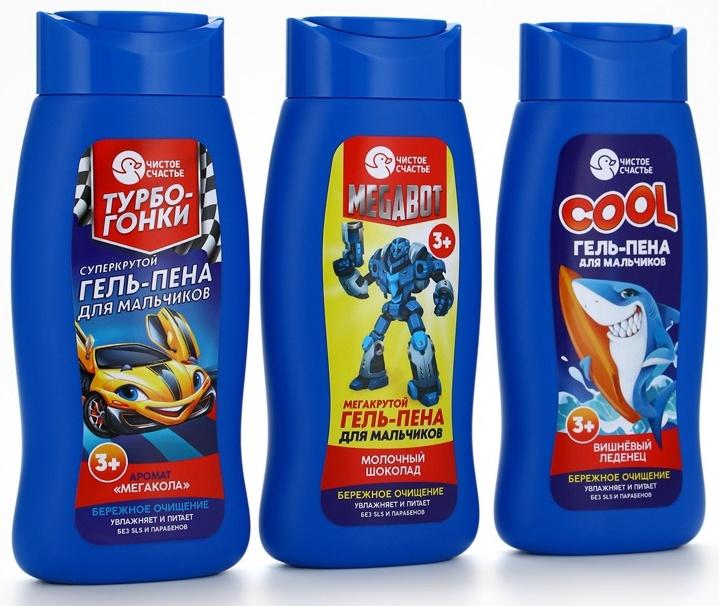 Гель-пена для мальчиков COOL, вишневый леденец, 250 мл, Чистое счастье