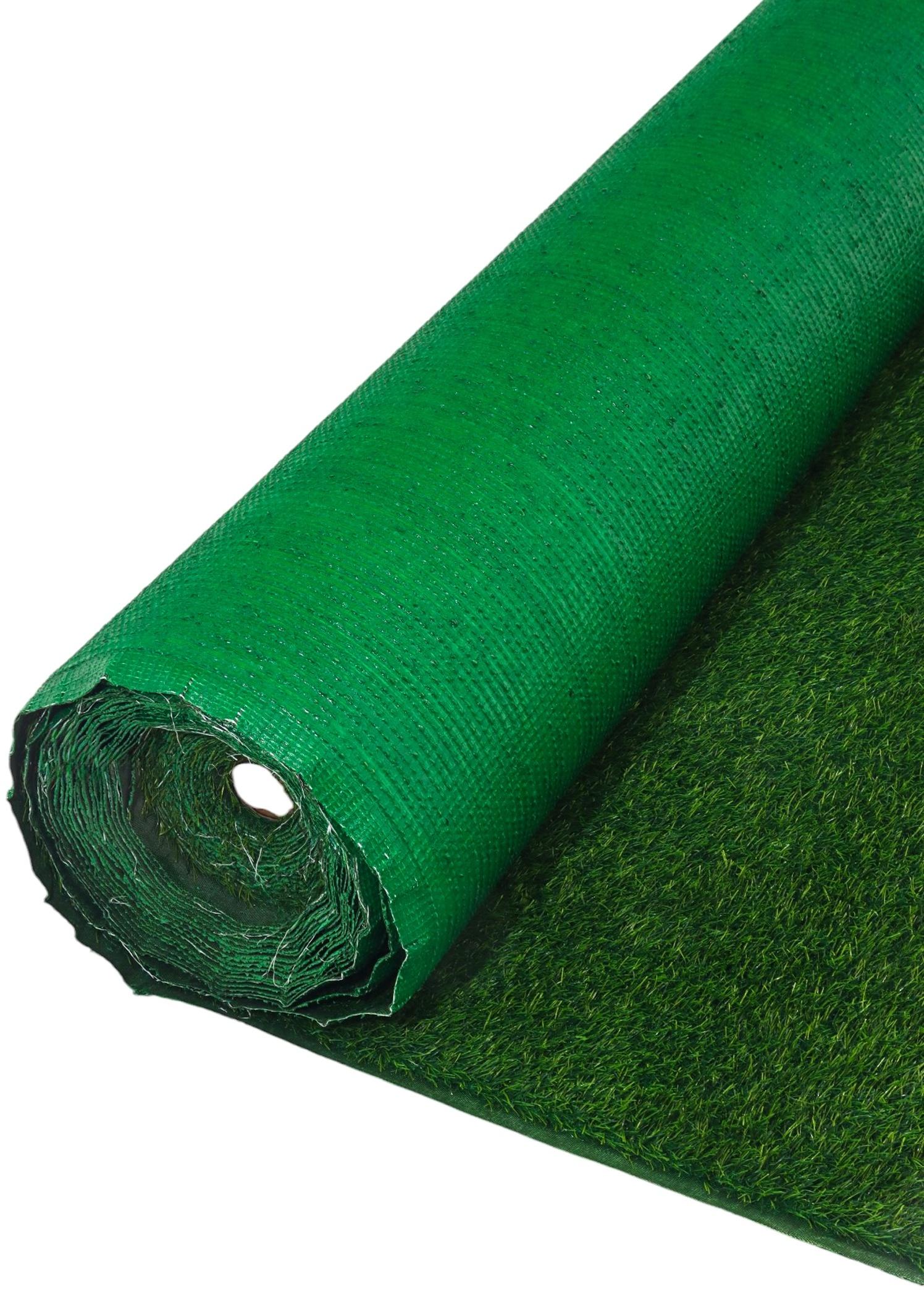 Газон искусственный,  с проклейкой, высота 3см, 12иг, 2 х 25м, зеленый, 