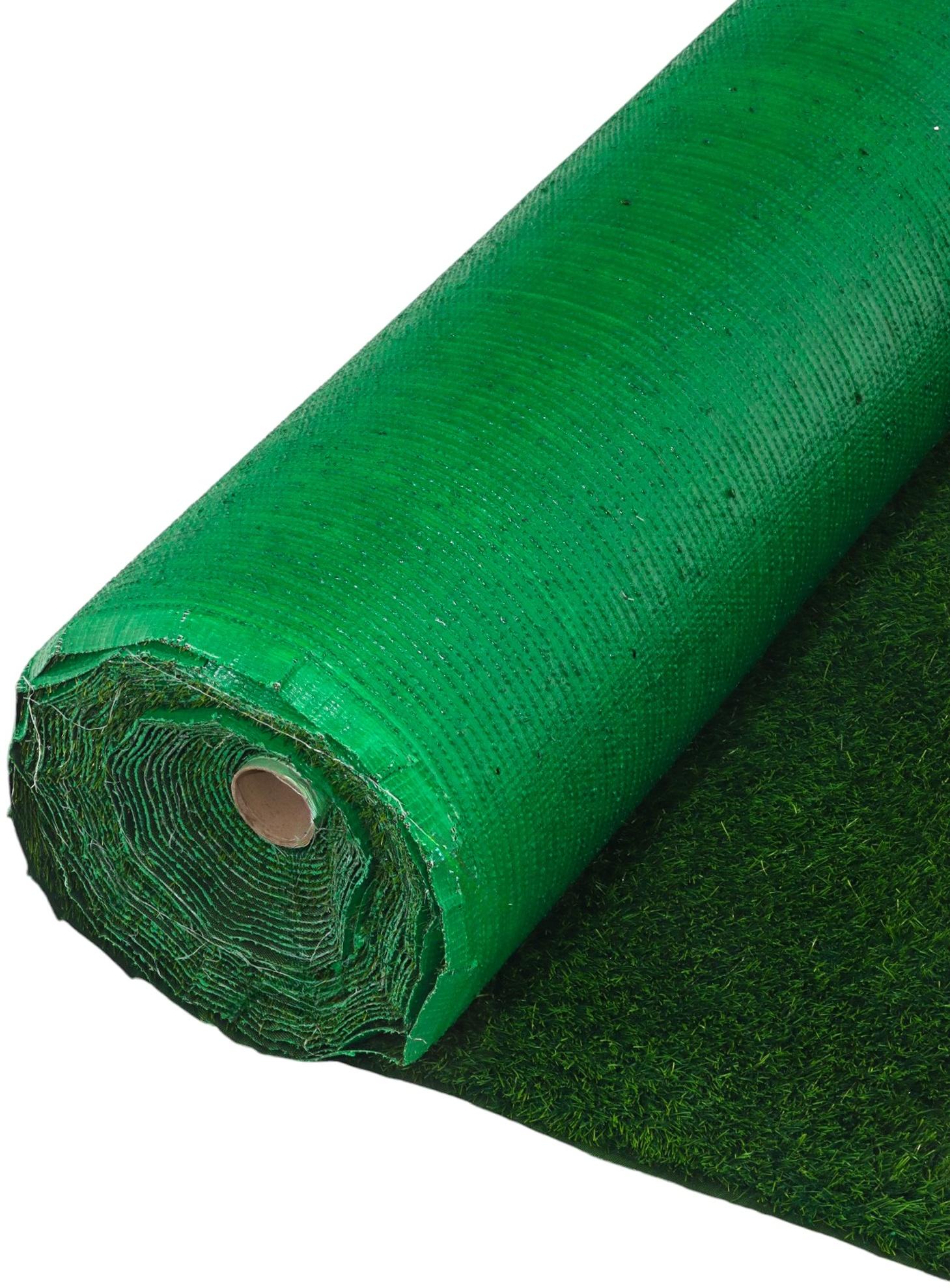 Газон искусственный, с проклейкой, высота 4см, 15иг, 2 х 25 м, зеленый, 