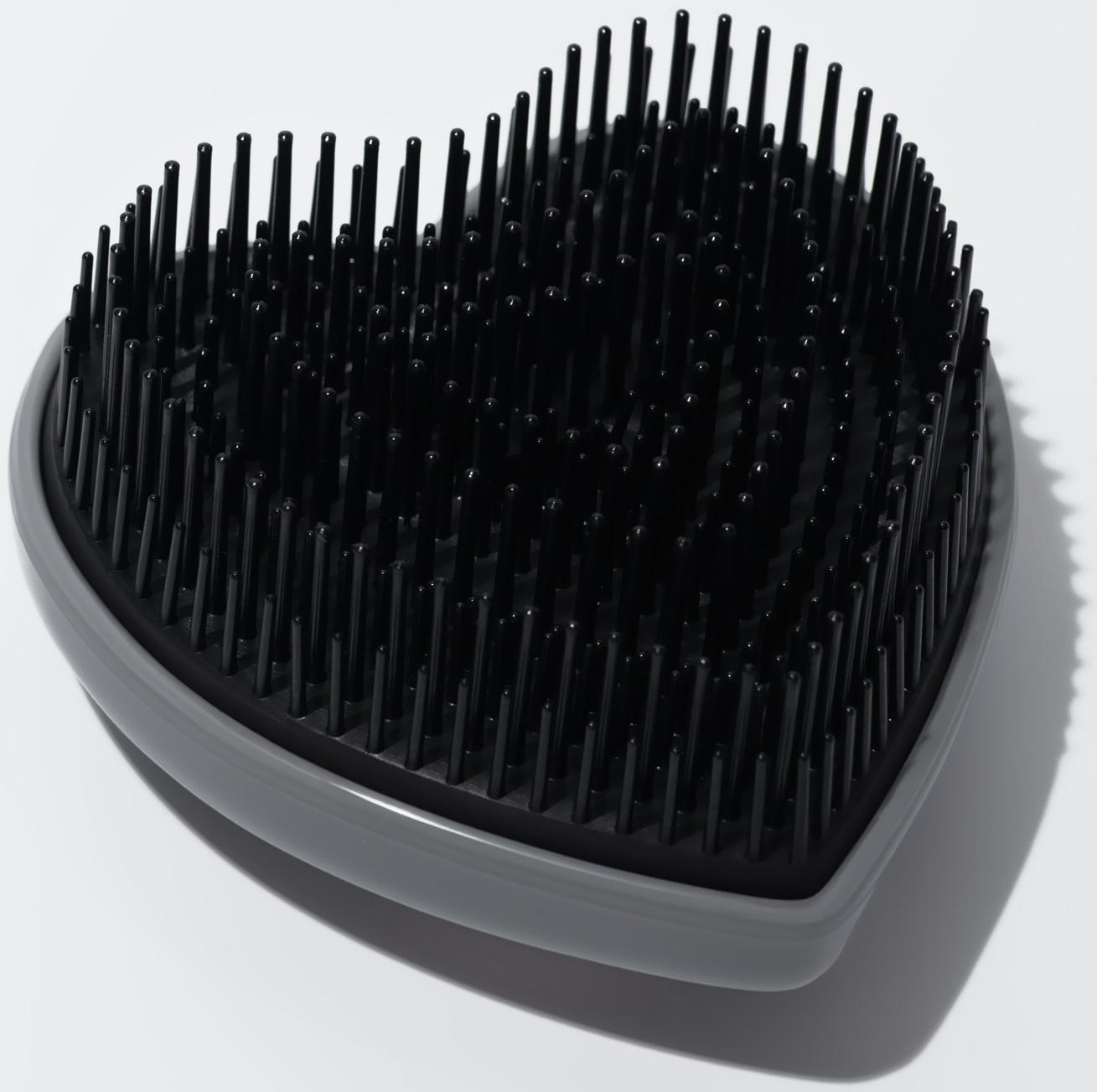 Расчёска массажная «Сердце», складная, 8.5×8.5 см, серая