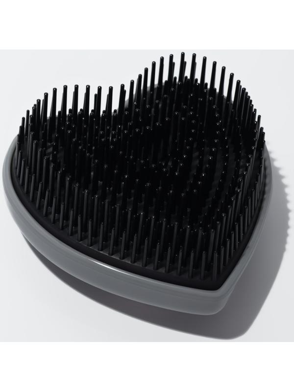 Расчёска массажная «Сердце», складная, 8.5×8.5 см, серая